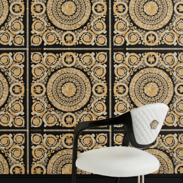 VERSACE BAROCCO BLACK & GOLD WALLPAPER
